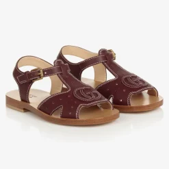Brown Double G Leather Sandals
