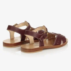 Brown Double G Leather Sandals