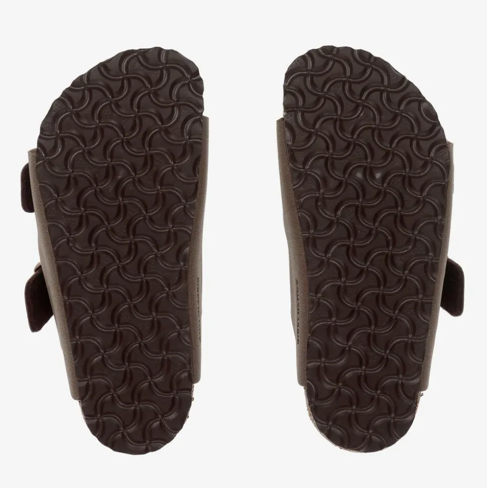 Brown Faux Leather Buckled Sandals