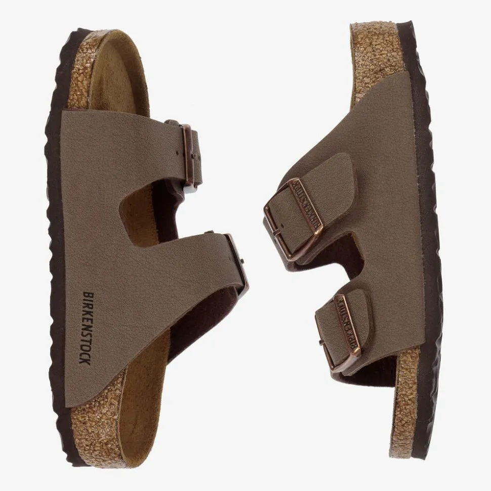 Brown Faux Leather Buckled Sandals