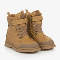 Brown Faux Leather Waterproof Boots