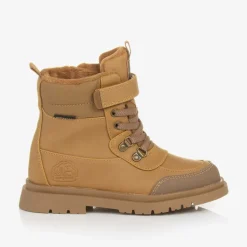 Brown Faux Leather Waterproof Boots