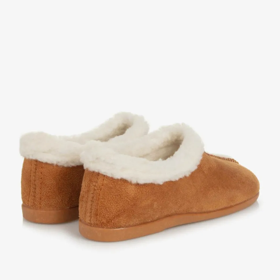 Brown Faux Sheepskin Slippers