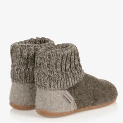 Brown Felted Wool Slippers