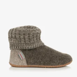 Brown Felted Wool Slippers