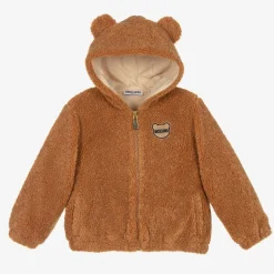 Brown Hooded Teddy Fleece Jacket