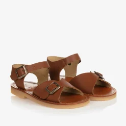 Brown Leather Buckle Sandals