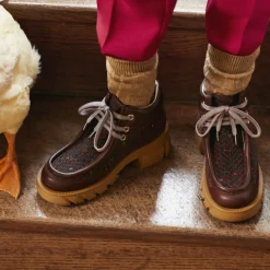 Brown Leather Lace-Up Boots