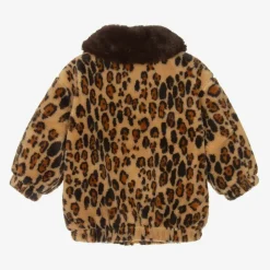 Brown Leopard Print Faux Fur Jacket