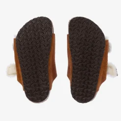 Brown Suede & Shearling Sandals