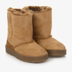 Brown Suede Leather Boots