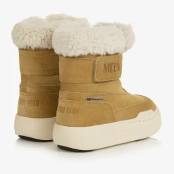 Brown Suede Leather Velcro Boots