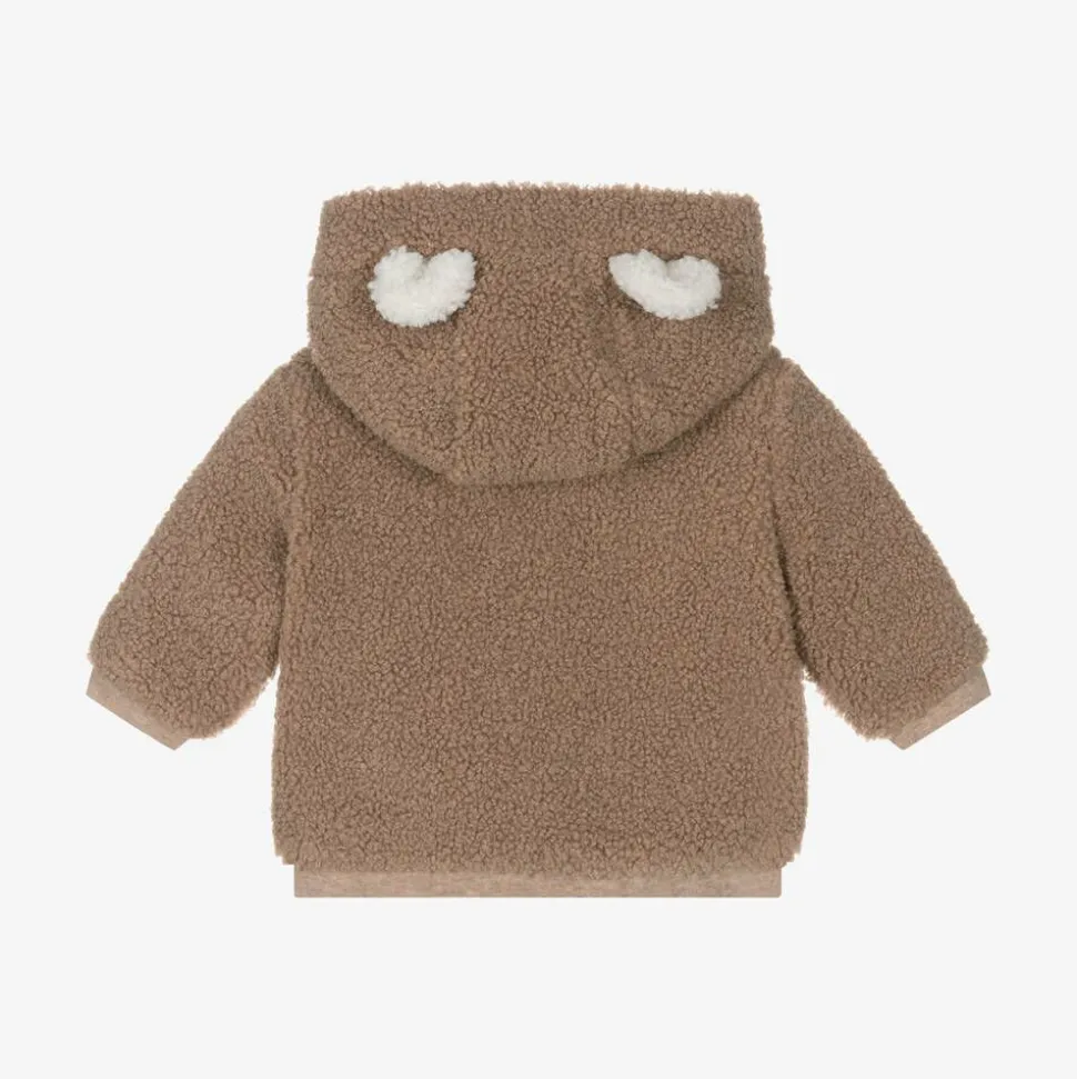 Brown Teddy Fleece Zip-Up Baby Top