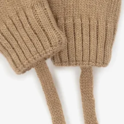 Brown Wool & Cashmere Baby Mittens