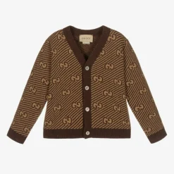 Brown Wool GG Baby Cardigan