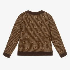 Brown Wool GG Baby Cardigan
