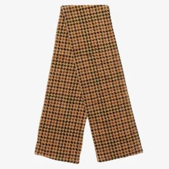 Dark Beige Houndstooth Velour Scarf