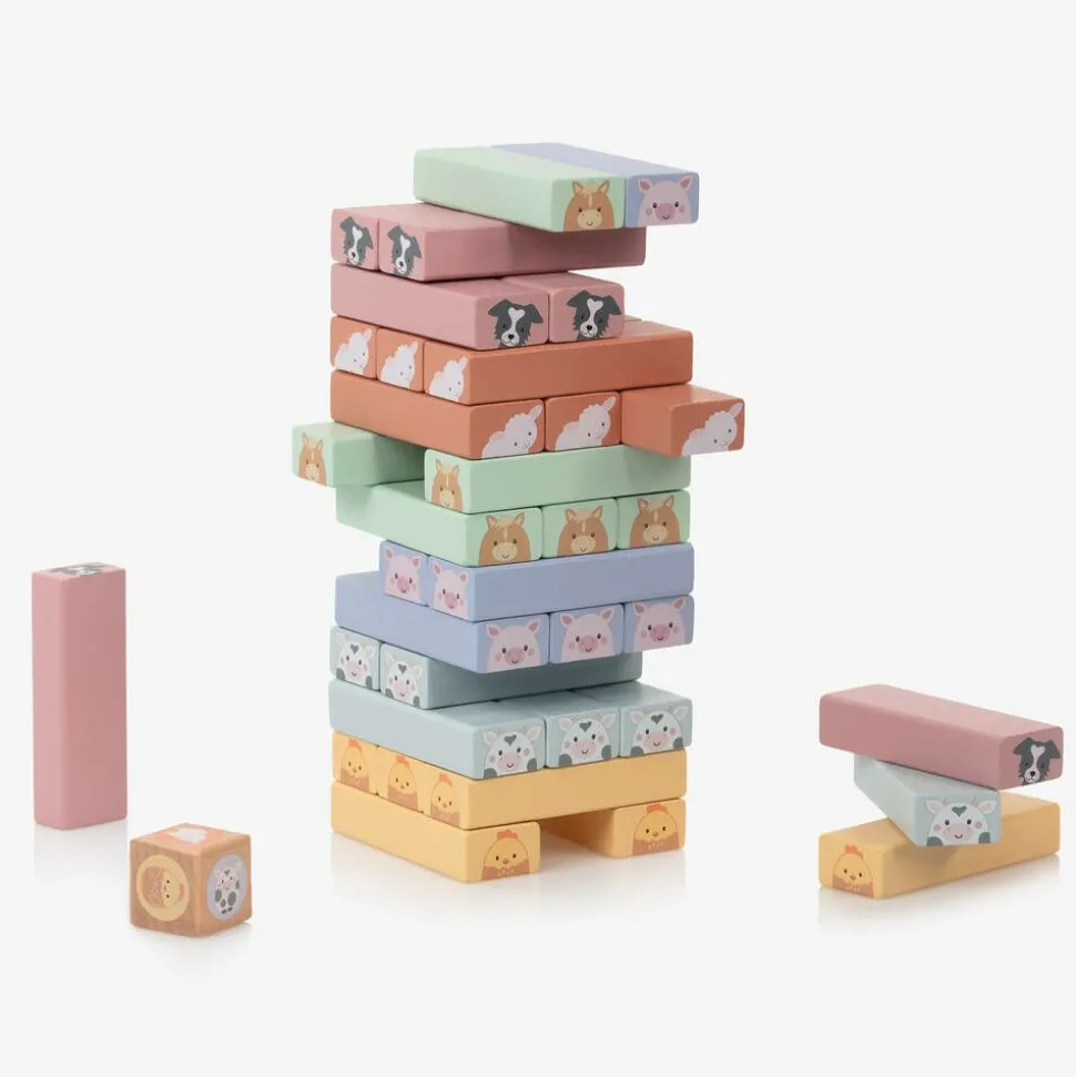 Farmyard Animals Tumbling Tower Game