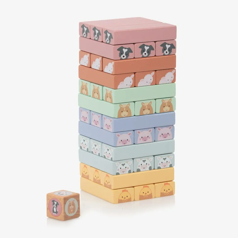 Farmyard Animals Tumbling Tower Game