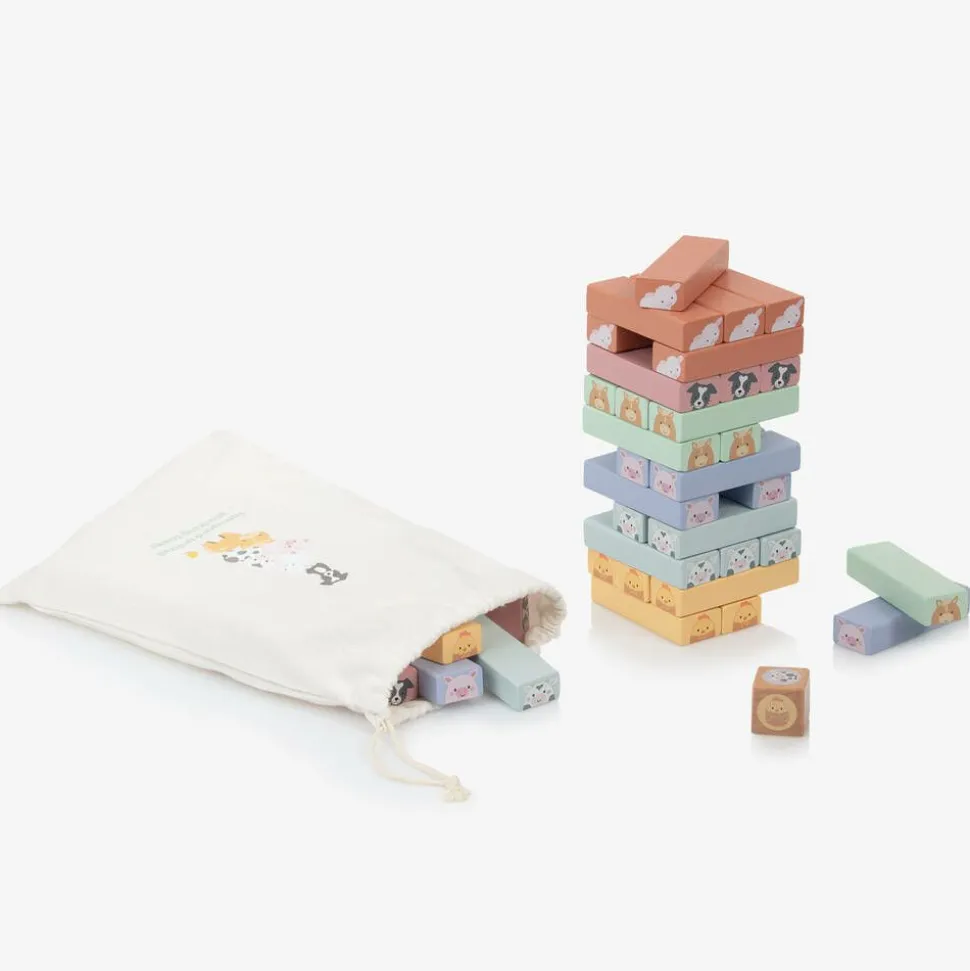 Farmyard Animals Tumbling Tower Game