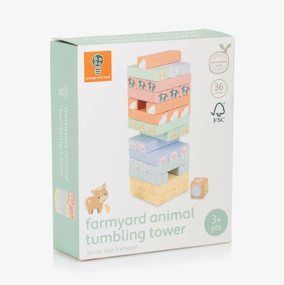 Farmyard Animals Tumbling Tower Game