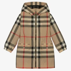 Girls Archive Beige Oversized Check Coat