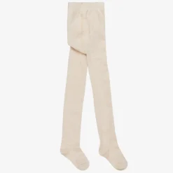 Girls Beige & Gold Cotton Tights