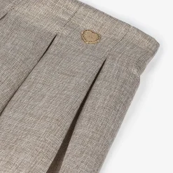 Girls Beige & Gold Pleated Shorts