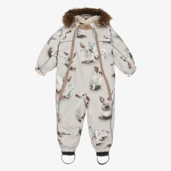 Girls Beige Bunny Rabbit Snowsuit