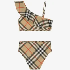 Girls Beige Check Bikini