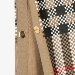 Girls Beige Check Wool Cape