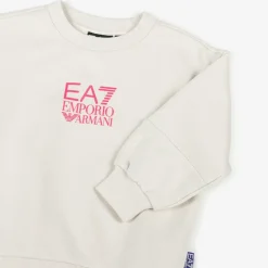 Girls Beige Cotton EA7 Logo Sweatshirt