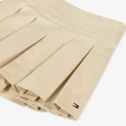 Girls Beige Cotton Pleated Skirt