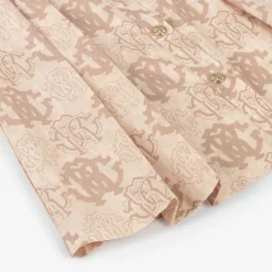 Girls Beige Cotton RC Monogram Dress