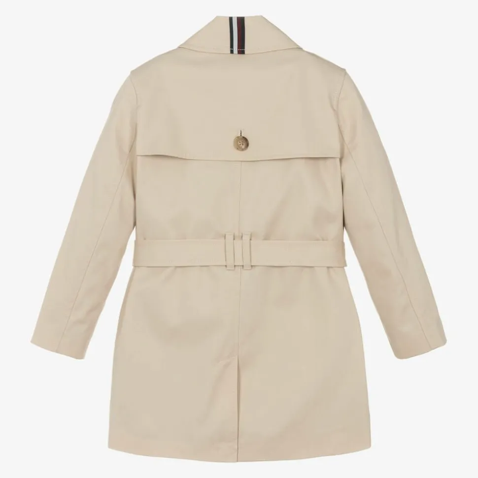 Girls Beige Cotton Trench Coat