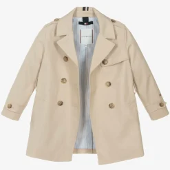 Girls Beige Cotton Trench Coat