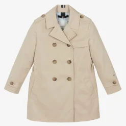 Girls Beige Cotton Trench Coat