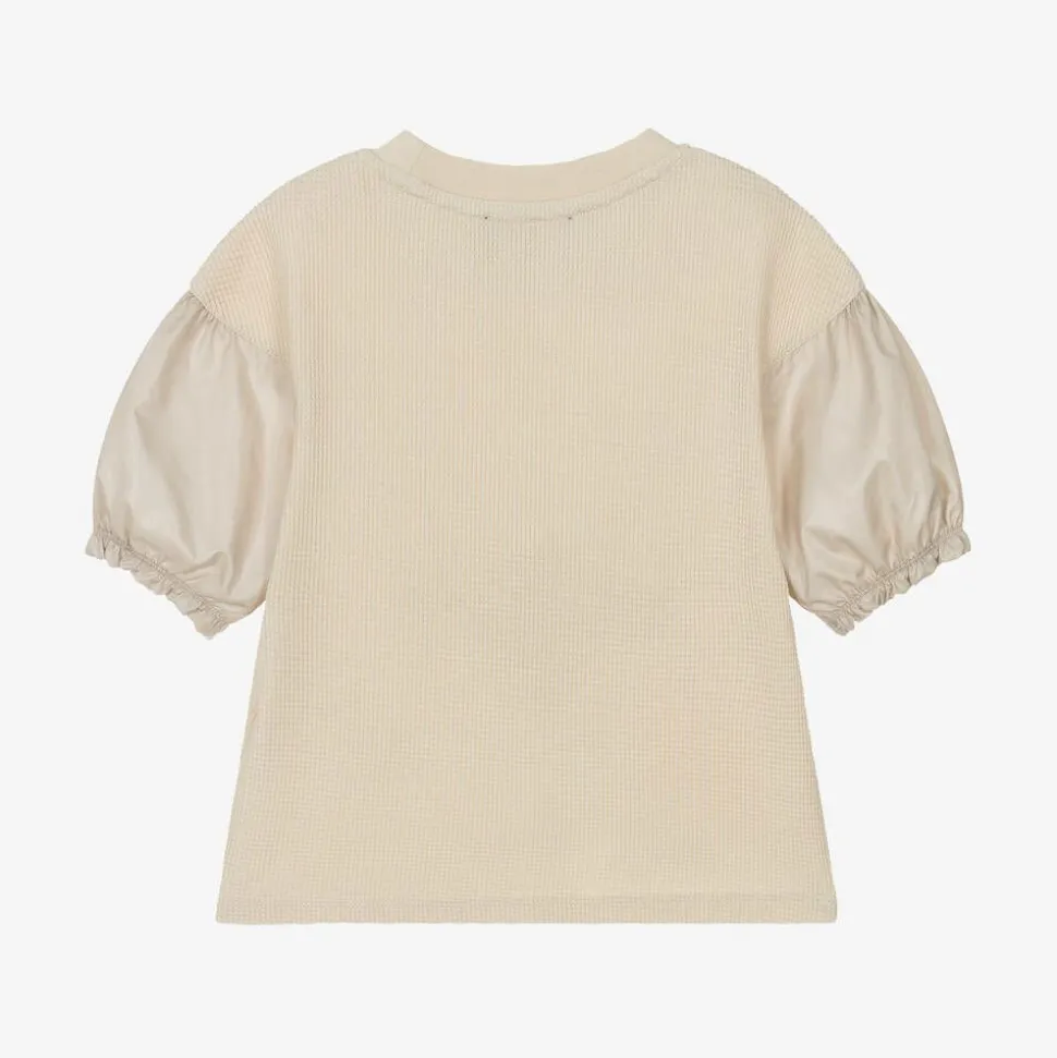 Girls Beige Cotton T-Shirt