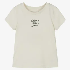 Girls Beige Cotton T-Shirt