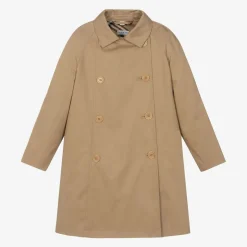 Girls Beige Cotton Twill Coat