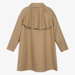 Girls Beige Cotton Twill Coat
