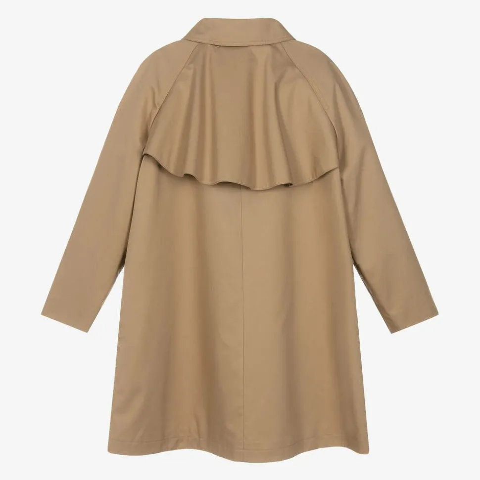 Girls Beige Cotton Twill Coat
