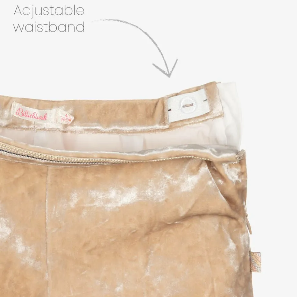 Girls Beige Crushed Velour Shorts