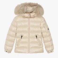 Girls Beige Down Padded Badyf Jacket