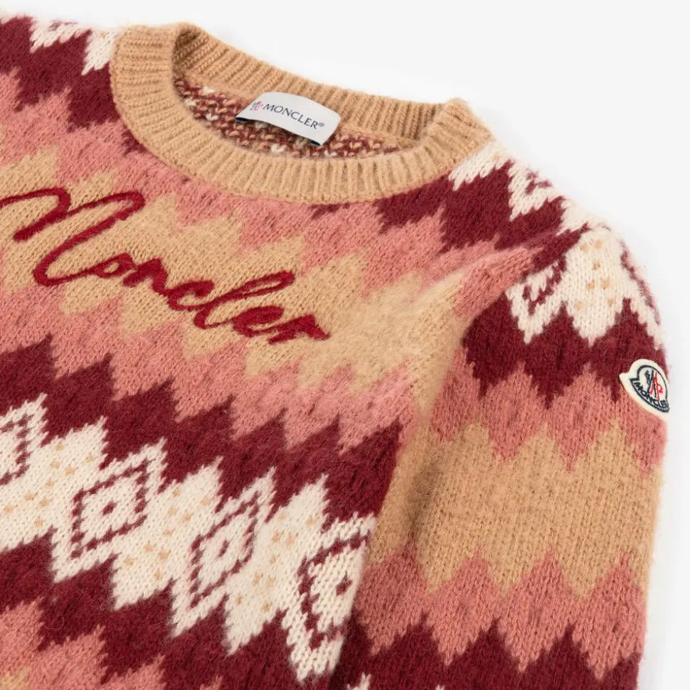 Girls Beige Fair Isle Wool Sweater