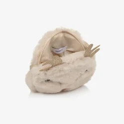 Girls Beige Faux Fur Deer Bag (14cm)