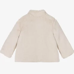 Girls Beige Faux Fur Jacket