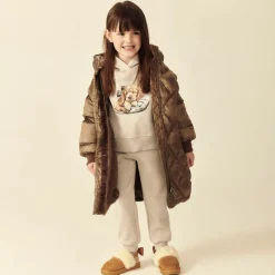 Girls Beige Faux Suede Sparkle Slippers