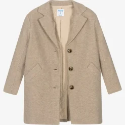 Girls Beige Felted Coat