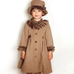 Girls Beige Felted Hat & Coat Set